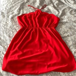 Red scalloped neckline dress